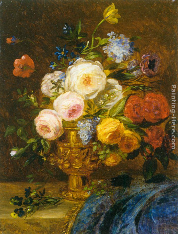 Adriana-Johanna Haanen Still Life with Flowers in a Golden Vase